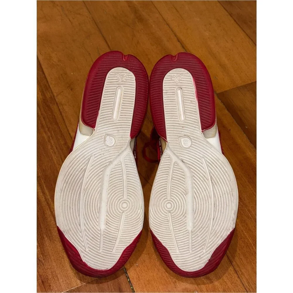 adidas adizero Red and White High-Top Basketball Shoes size 6.5